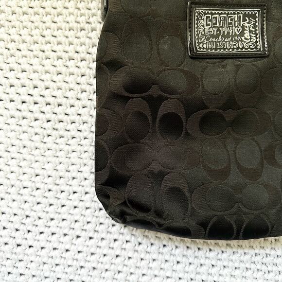Coach Black Canvas Signature Poppy Patent Patch Small Slim Crossbody Bag - Picture 9 of 12